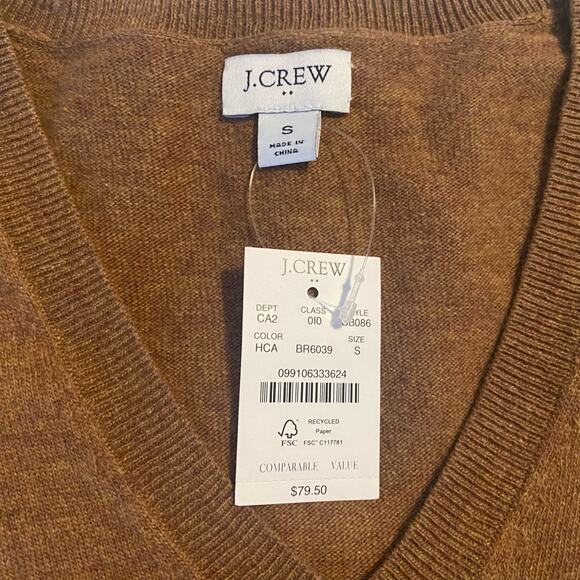 J Crew Sweater Small NEW Tan V Neck Wool Blend Tunic Re-Imagined - Picture 3 of 16